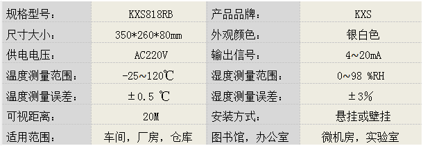 温湿度记录仪KXS818RB产品参数